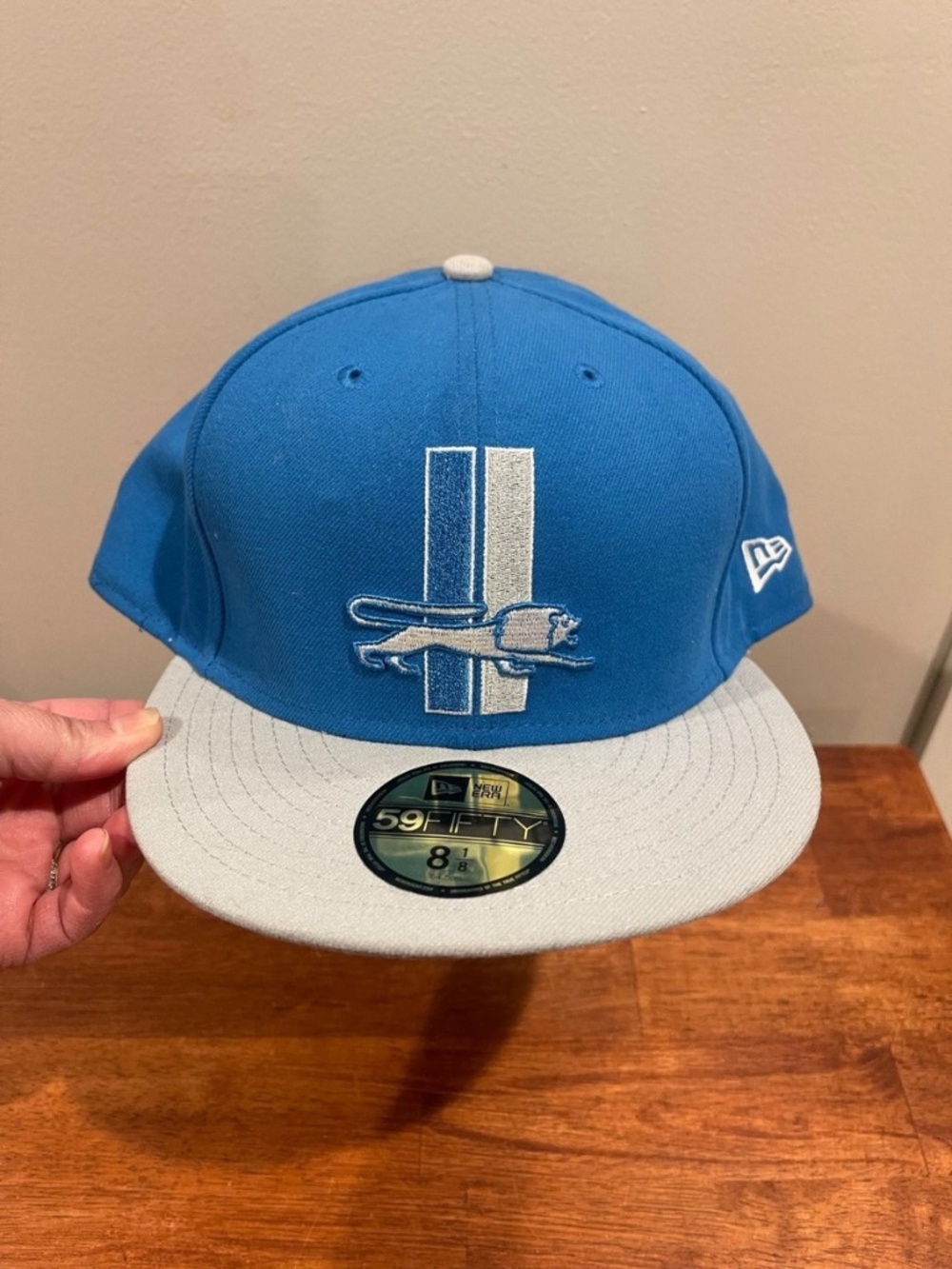 Detroit Lions Hat Cap 8 1/8 Blue New Era 59FIFTY Fitted NFL